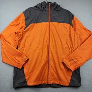 Columbia Omni-Shield Windbreaker Jacket Mens Large Orange Gray Hooded Zip RM2015